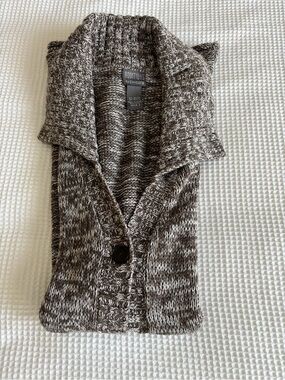 Chico's Marled Brown & Cream Shawl-Collar Cardigan